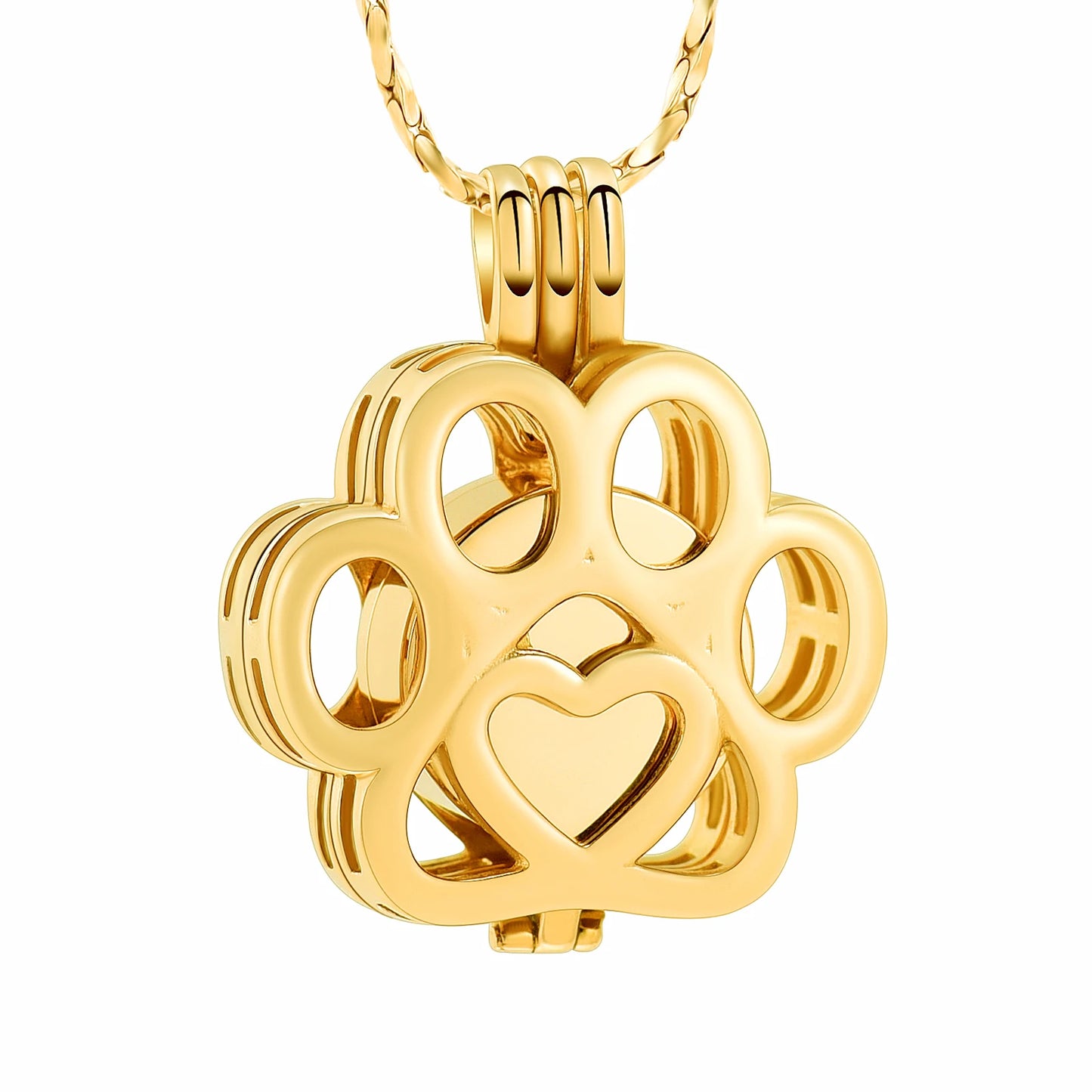 Pet Cremation Jewelry for Ashes – Stainless Steel Dog & Cat Paw Memorial Urn Necklace