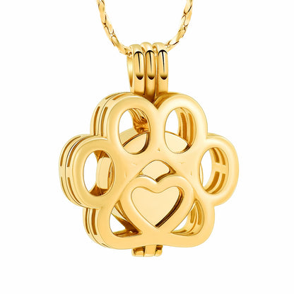 Pet Cremation Jewelry for Ashes – Stainless Steel Dog & Cat Paw Memorial Urn Necklace