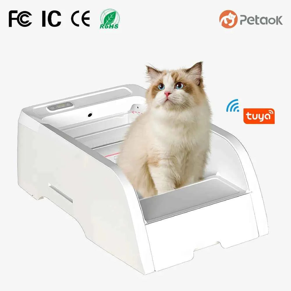 PETAOK Automatic Smart Cat Litter Box – Large 65L, Low Noise, Self‑Cleaning