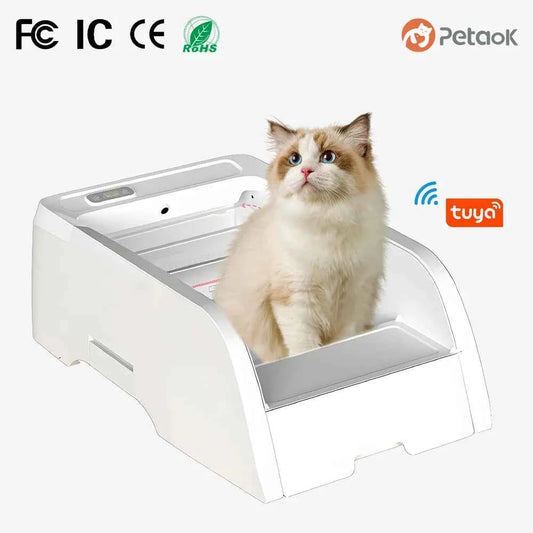 PETAOK Automatic Smart Cat Litter Box – Large 65L, Low Noise, Self‑Cleaning