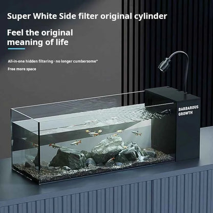Ultra‑White Glass Desktop Aquarium – 220V Modern Rectangular Fish Tank