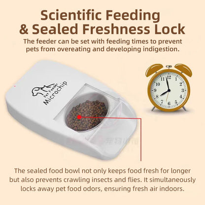 Smart RFID Pet Feeder – Automatic Microchip Food Bowl with Timer, Sealed Lid & Dual Power