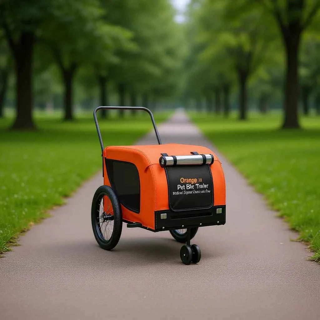Orange Pet Bike Trailer D0100H5GVP2 Made Of Oxford Fabric And Iron For Dogs And Cats