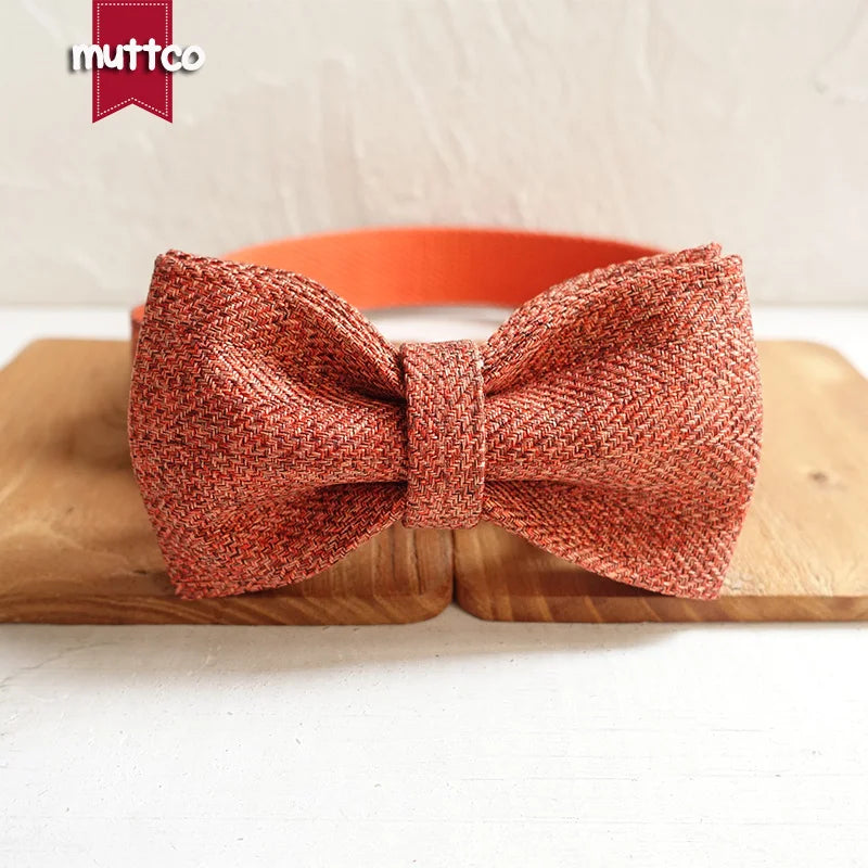 MUTTCO handmade puppy collar THE ORANGE SUIT gentleman pet products personalized ID leash