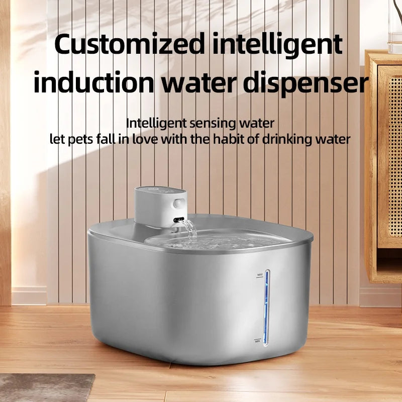 4L Stainless Steel Automatic Pet Water Fountain for Dogs and Cats – Indoor/Outdoor