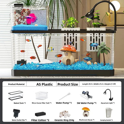 Desktop Ecology Fish Tank – Transparent LED Aquarium with Oxygen & Energy Saving Design