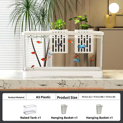Desktop Ecology Fish Tank – Transparent LED Aquarium with Oxygen & Energy Saving Design