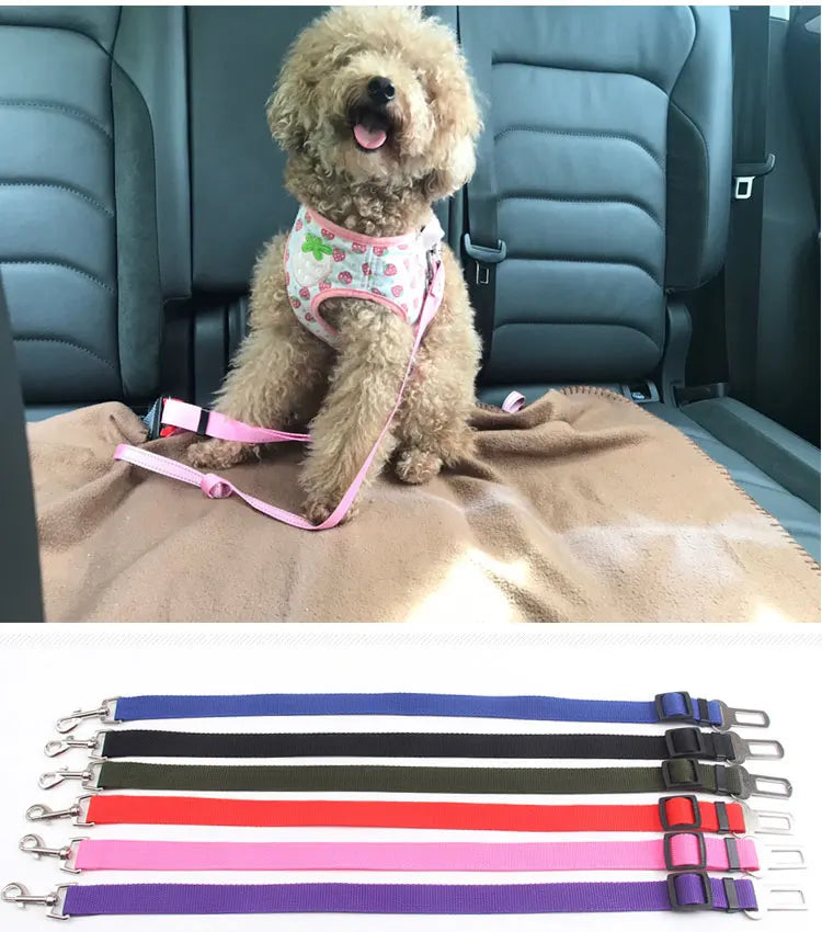 Pet Cat Dog Vehicle Leash Nylon Adjustable Car Seat Dog Safety Belt Dog Car Leash