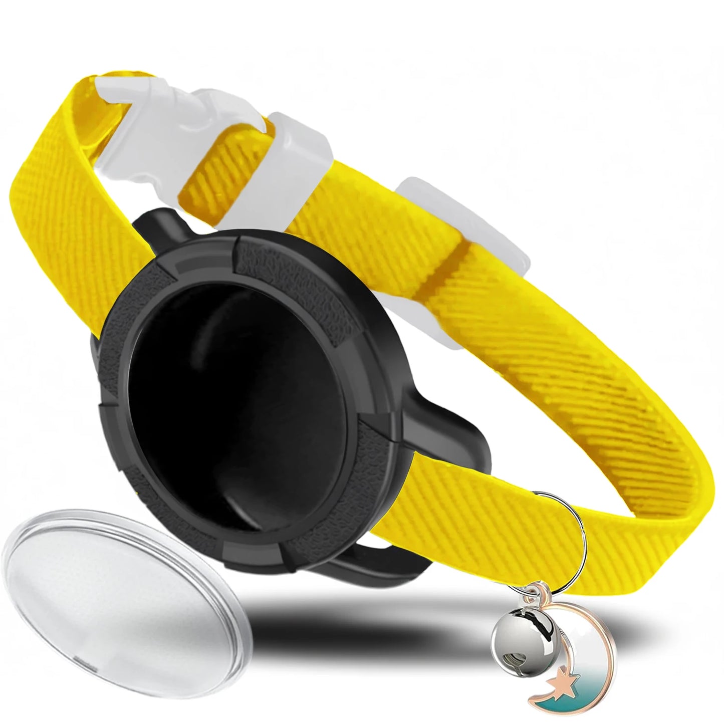 Fashion Anti-lost AirTag Cat Collar, Elastic Collar with Bell & GPS Tracking Holder Case for Cats Puppies（Tracker not included）