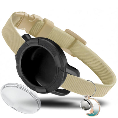 Fashion Anti-lost AirTag Cat Collar, Elastic Collar with Bell & GPS Tracking Holder Case for Cats Puppies（Tracker not included）