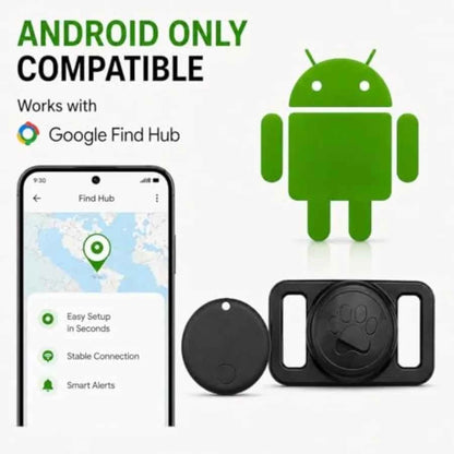Pet Tracker, GPS Collar for Dogs Android Only Smart tag, Waterproof Compatible with Google Find Hub, No Monthly Fee, Advanced T