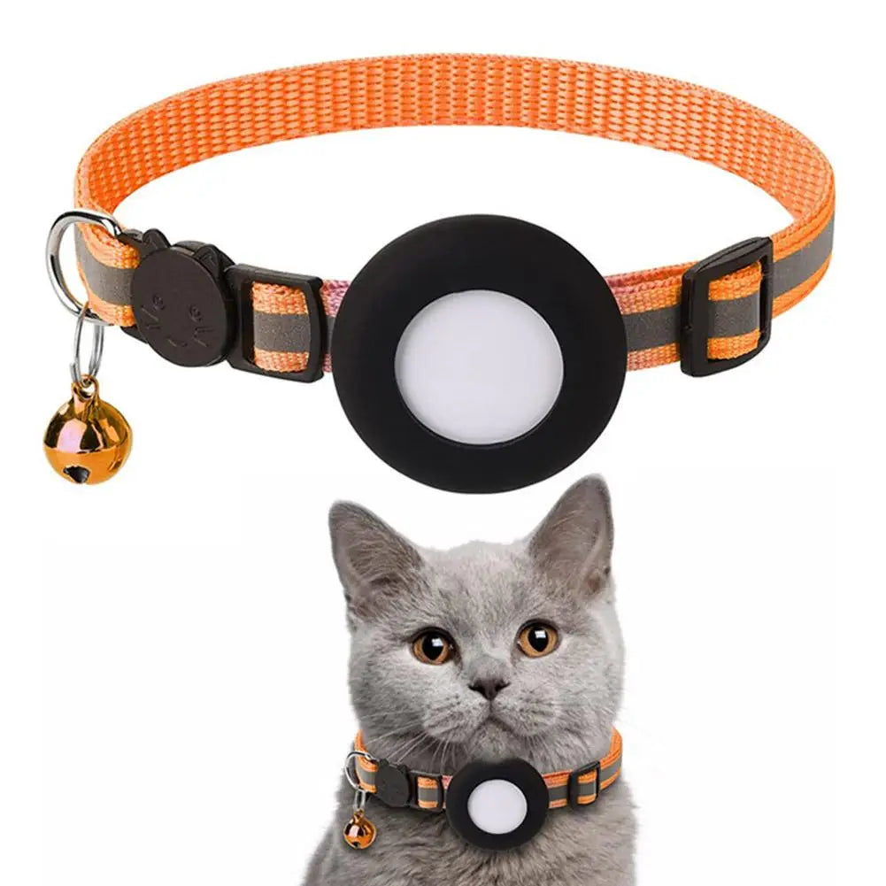 Anti-Lost Cat Collar For Airtag GPS Protective Case With Bell Reflective Cats Necklace Kitten Accesories Pet Products