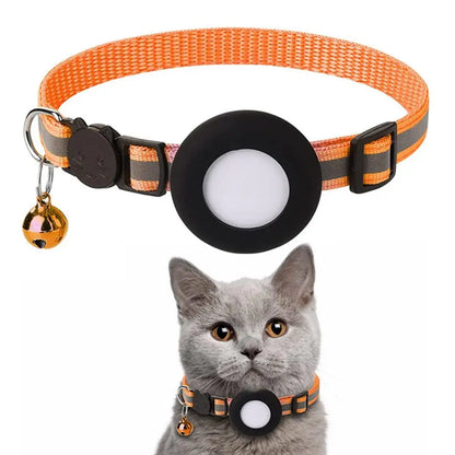 Anti-Lost Cat Collar For Airtag GPS Protective Case With Bell Reflective Cats Necklace Kitten Accesories Pet Products