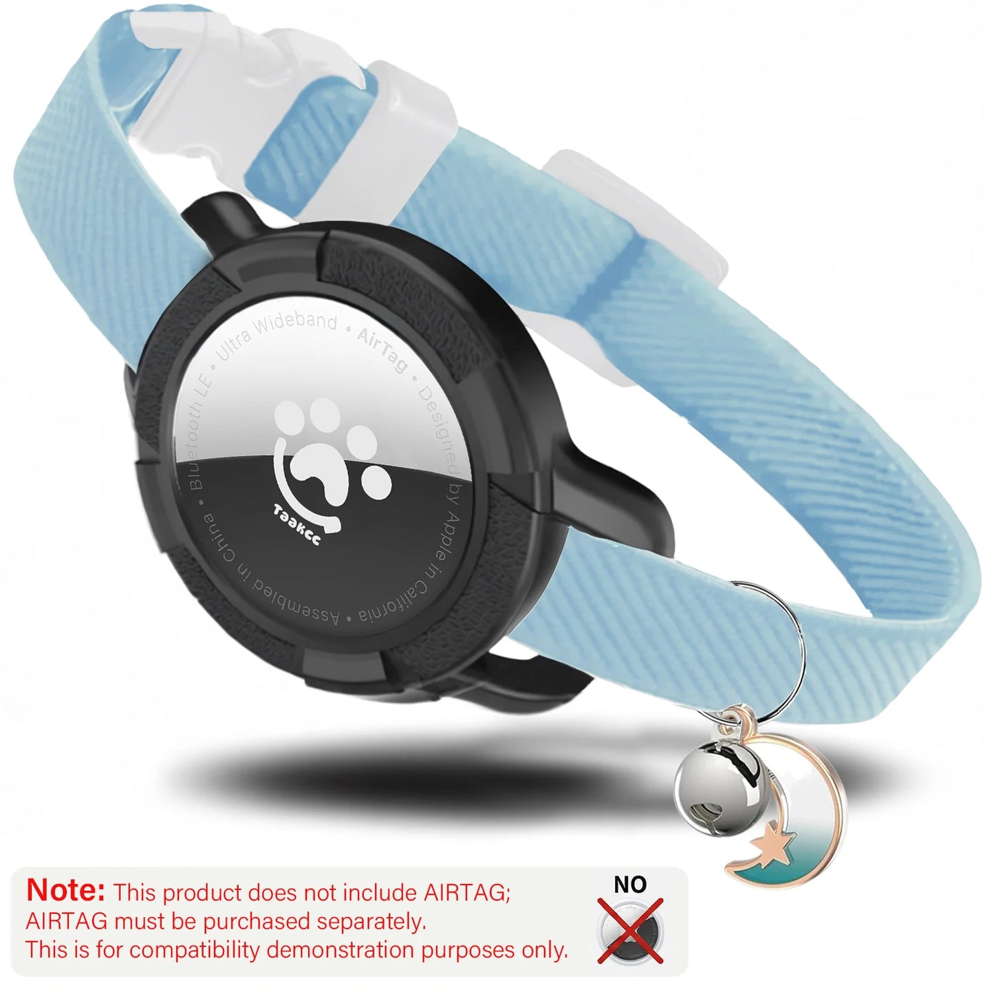 Elastic Safe AirTag Cat Collar, Anti-lost Pet Collar with Bell & GPS Tracking Holder Case for Cats Puppies（Airtag not included）