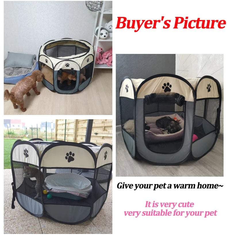 Portable Folding Pet Playpen Tent – Dog & Cat Enclosure