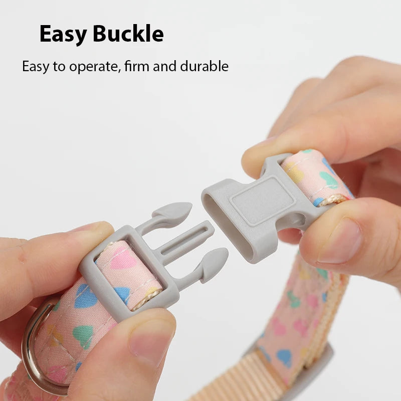 Cute Pet Collar For Airtag Adjustable Collar For Cat Small Dog Anti-lost Durable Cat Necklace Puppy Collar Heart Shape Printing