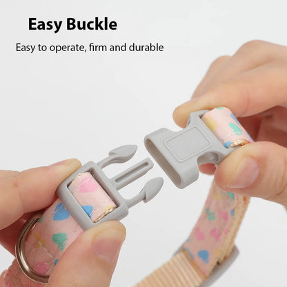 Cute Pet Collar For Airtag Adjustable Collar For Cat Small Dog Anti-lost Durable Cat Necklace Puppy Collar Heart Shape Printing