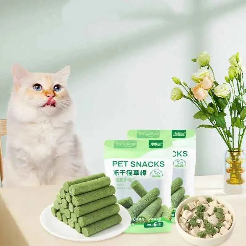 New 6/18Pcs Cat Grass Teething Sticks Chew Toy Gentle Healthy Hairball Removal Cat Grass Stick Pet Snacks Teeth Grinding Stick