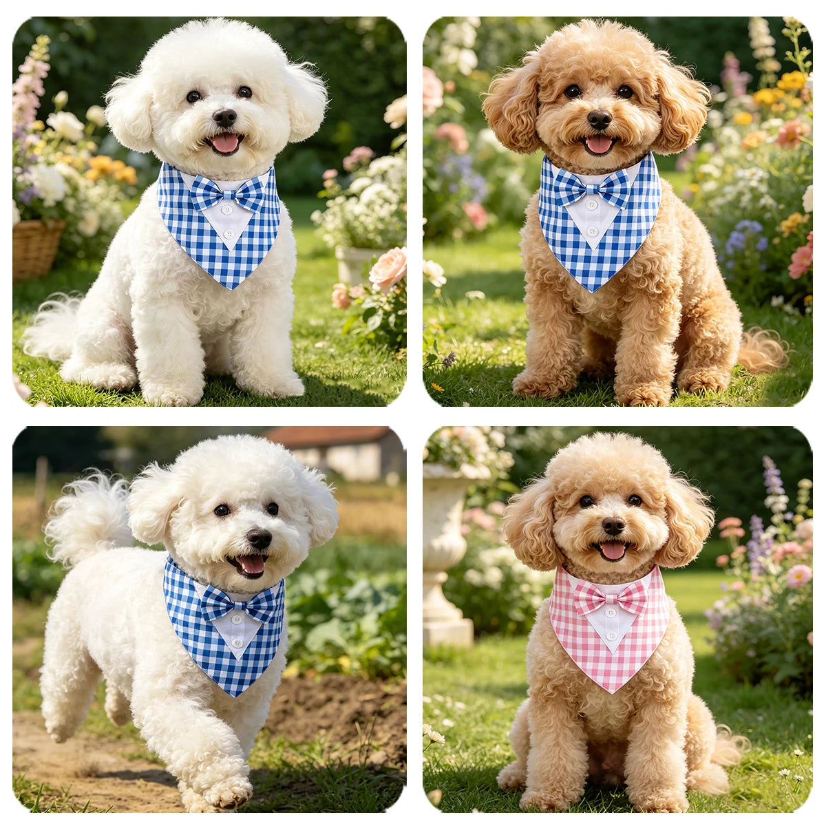 Sucado Dog Bandana with Bow Tie, Formal Tuxedo Pet Triangle Scarf, Adjustable Velcro Wedding Outfit for Small Medium Large Dogs
