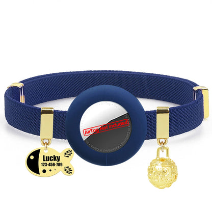 Customized AirTag Cat Collar with Bell, Name Tag & Holder