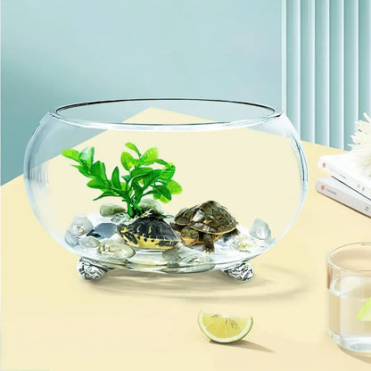2-Gallon Round Glass Fish Tank Aquarium for Betta Fish, Small Fish & Reptiles