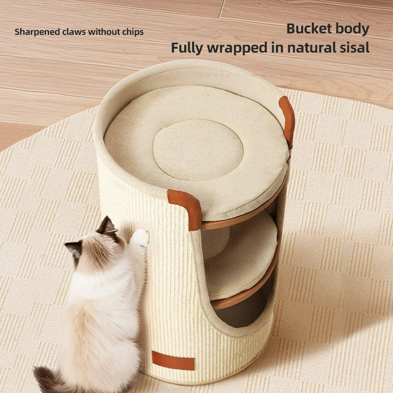 HOOPET Cat Tree Small Space No Floor Space Cat Bed Four Seasons Universal Multi Double Layer Sisal Tube Big Cat Maine