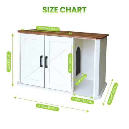 Hidden Cat Litter Box Enclosure Furniture Wooden Cat Washroom Cabinet With Double Doors Side Entry Modern Pet House End Table