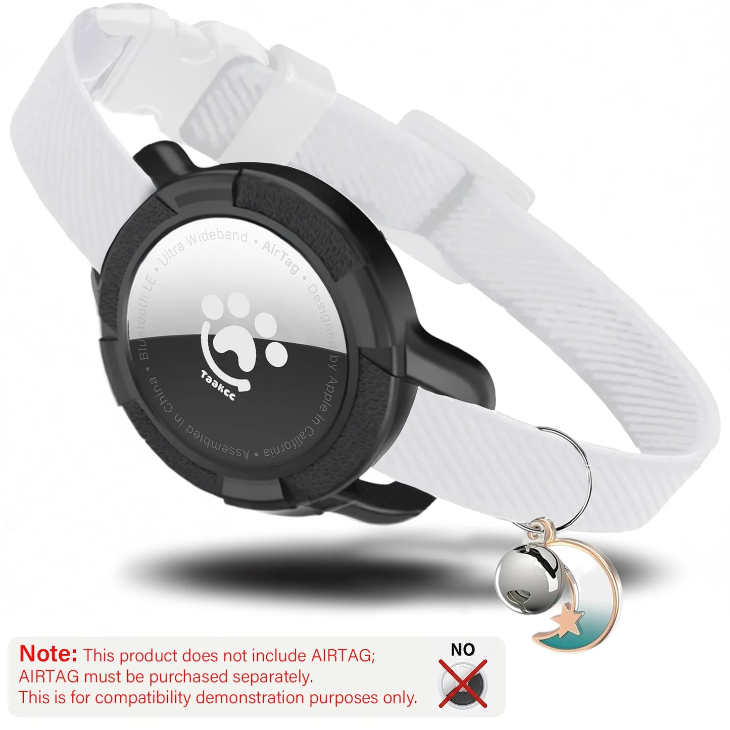 Elastic Safe AirTag Cat Collar, Anti-lost Pet Collar with Bell & GPS Tracking Holder Case for Cats Puppies（Airtag not included）