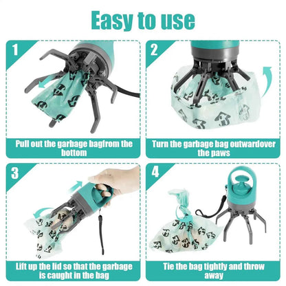 Portable Pet Claw Poop Scooper with Built‑In Bag Dispenser – One‑Hand Waste Pickup