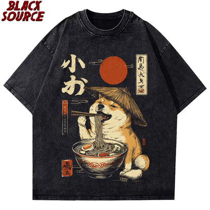 T395 Kawaii Shiba Inu Eating Ramen - Dog Lover Gift T-Shirt Print Original Design Gifts T Shirts Graphic T Shirts Mens Clothing