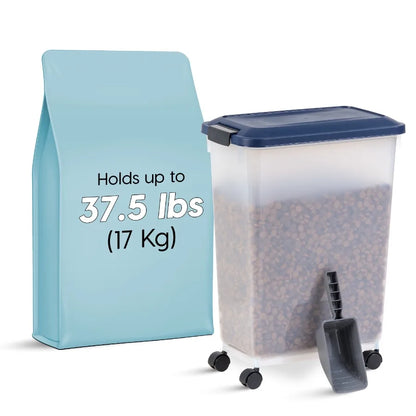 IRIS 37.5 Lbs. Airtight Pet Food Container Dog and Cat Food Storage Bin with Scoop
