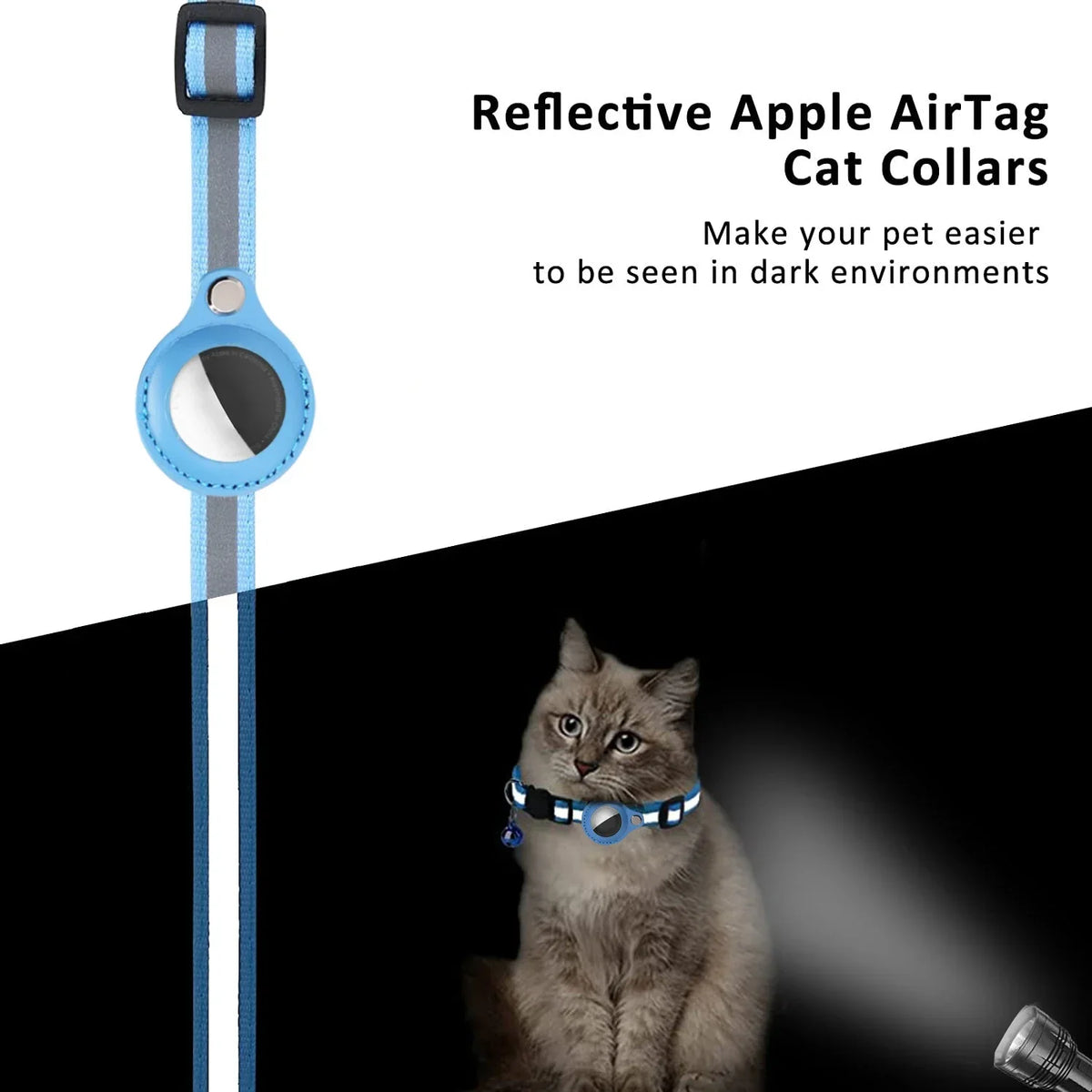 Reflective AirTag Cat Collar with Bell & Protective Case