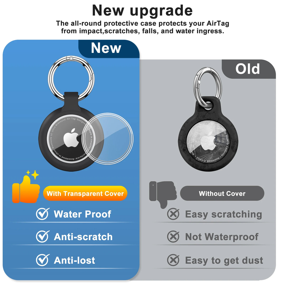 Waterproof TPU AirTag Case for Dogs, Cats, Collars & Keys