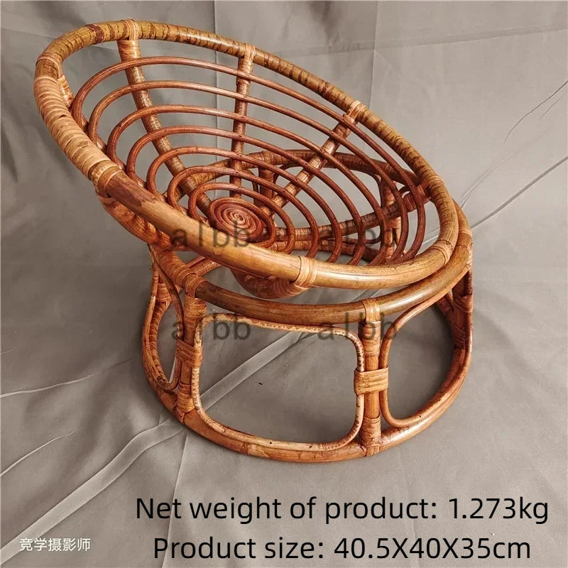 Natural Rattan Cat Bed Chair Handwoven Cat Photography Prop Breathable Wicker Cat Basket Elevated Round Cat Nest for Indoor Cats