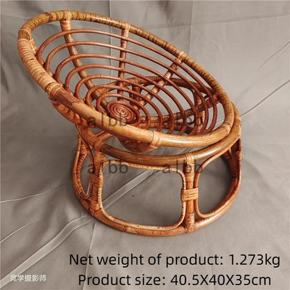 Natural Rattan Cat Bed Chair Handwoven Cat Photography Prop Breathable Wicker Cat Basket Elevated Round Cat Nest for Indoor Cats