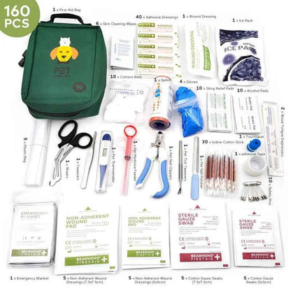 160pcs Complete Portable Molle Pet First Aid Kit Dog Emergency Trauma Care Kits for Pet Store   Camping Hiking Traning Rescue