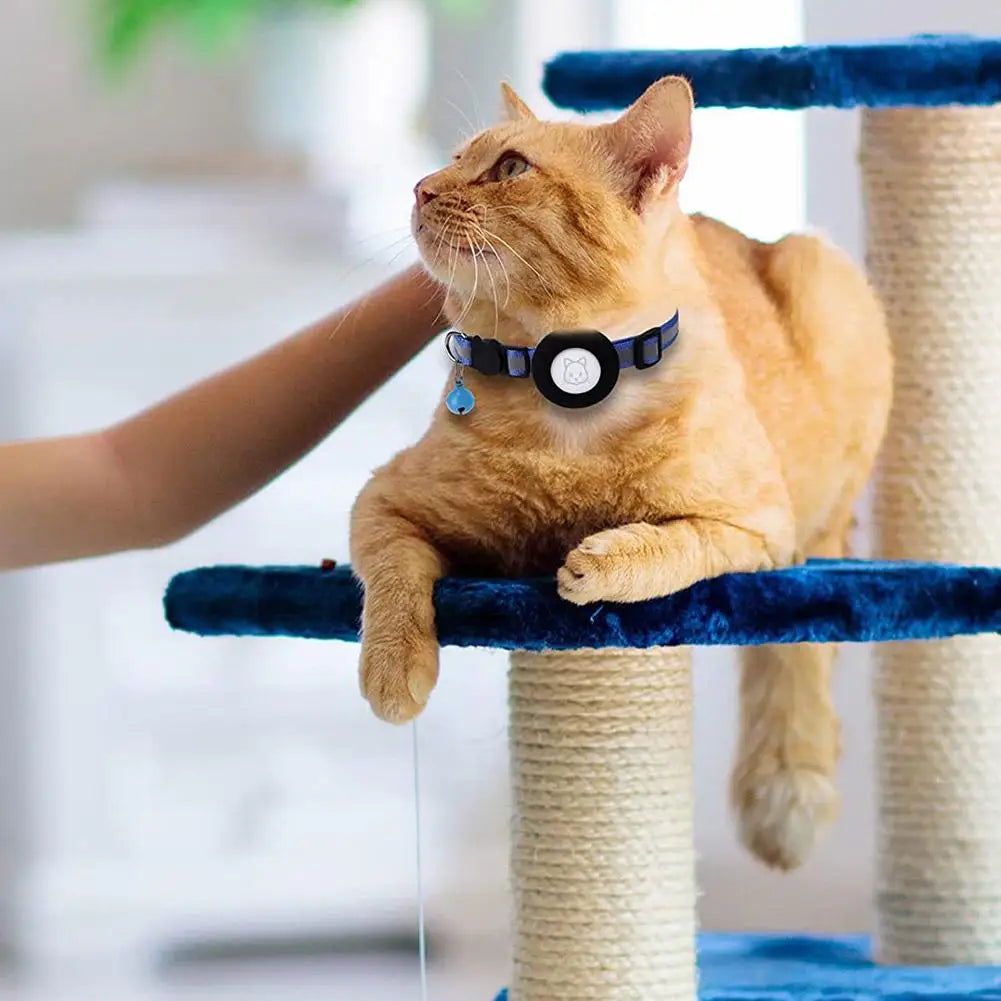 Anti-Lost Cat Collar For Airtag GPS Protective Case With Bell Reflective Cats Necklace Kitten Accesories Pet Products