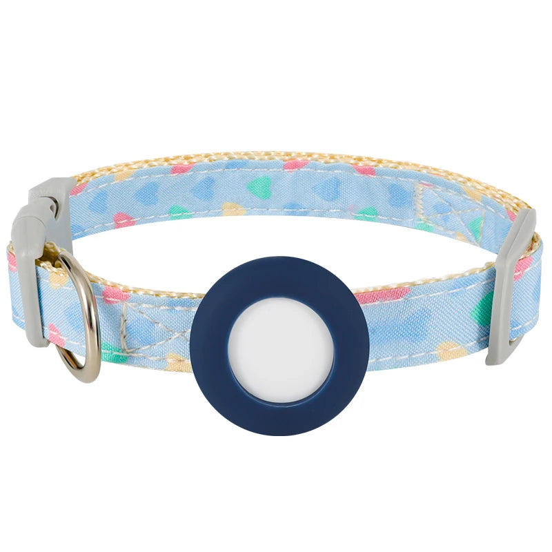 Cute Pet Collar For Airtag Adjustable Collar For Cat Small Dog Anti-lost Durable Cat Necklace Puppy Collar Heart Shape Printing