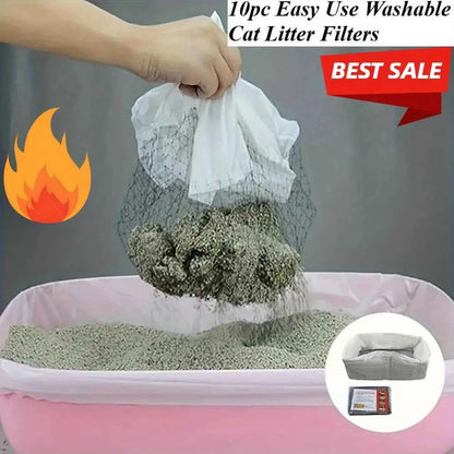 Reusable Cat Litter Box Filters – Washable Pet Waste Filter Nets