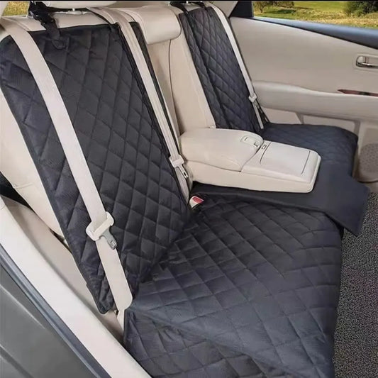 Waterproof Dog Car Seat Cover – Quilted Rear Seat Protector with Center Armrest & Seat Belt Access