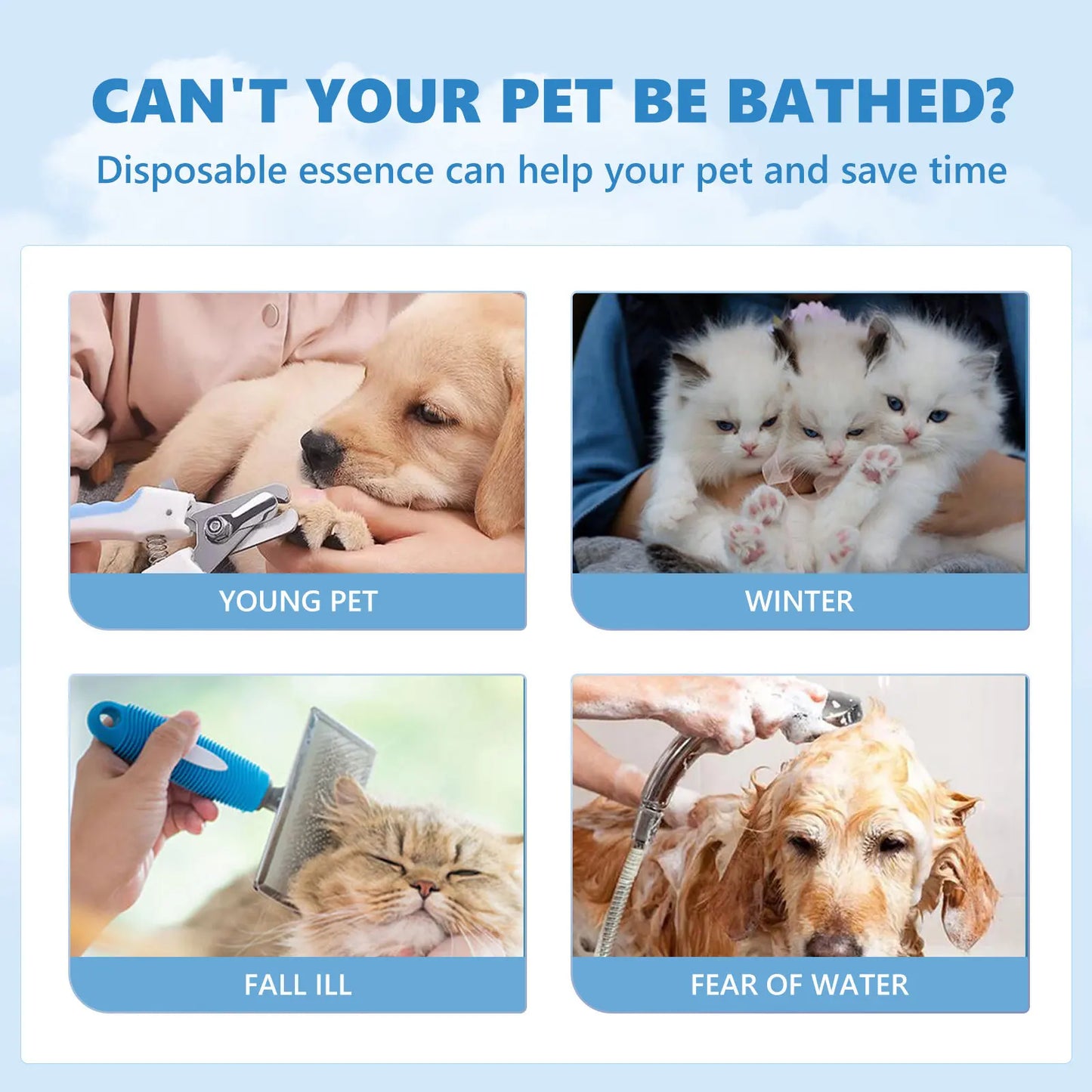 Pet Wash Free Essence Dog Body Wash Hair Softening Removing Dirts Mites Deodorizing Reduce Itching Moisturizing Puppy Shampoo