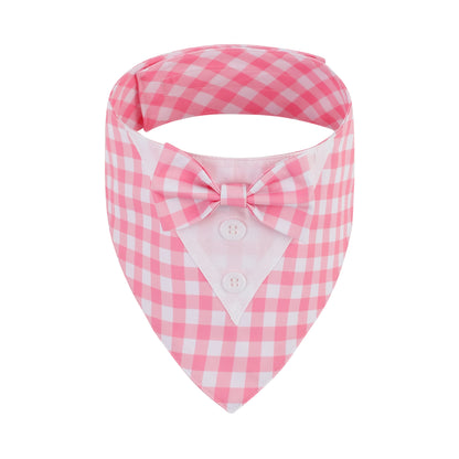 Sucado Dog Bandana with Bow Tie, Formal Tuxedo Pet Triangle Scarf, Adjustable Velcro Wedding Outfit for Small Medium Large Dogs
