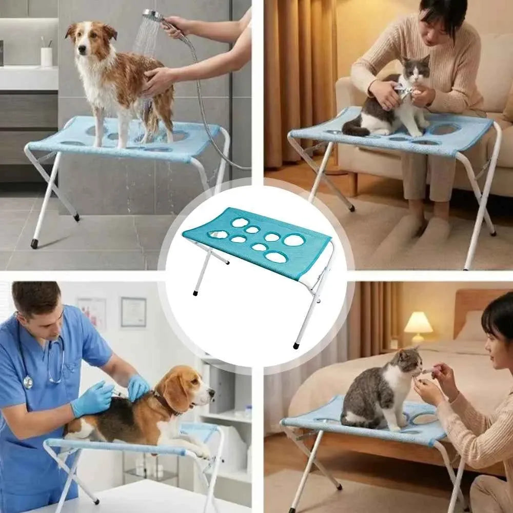 Pet Grooming Hammock with 8-Hole Design & Iron Support Frame