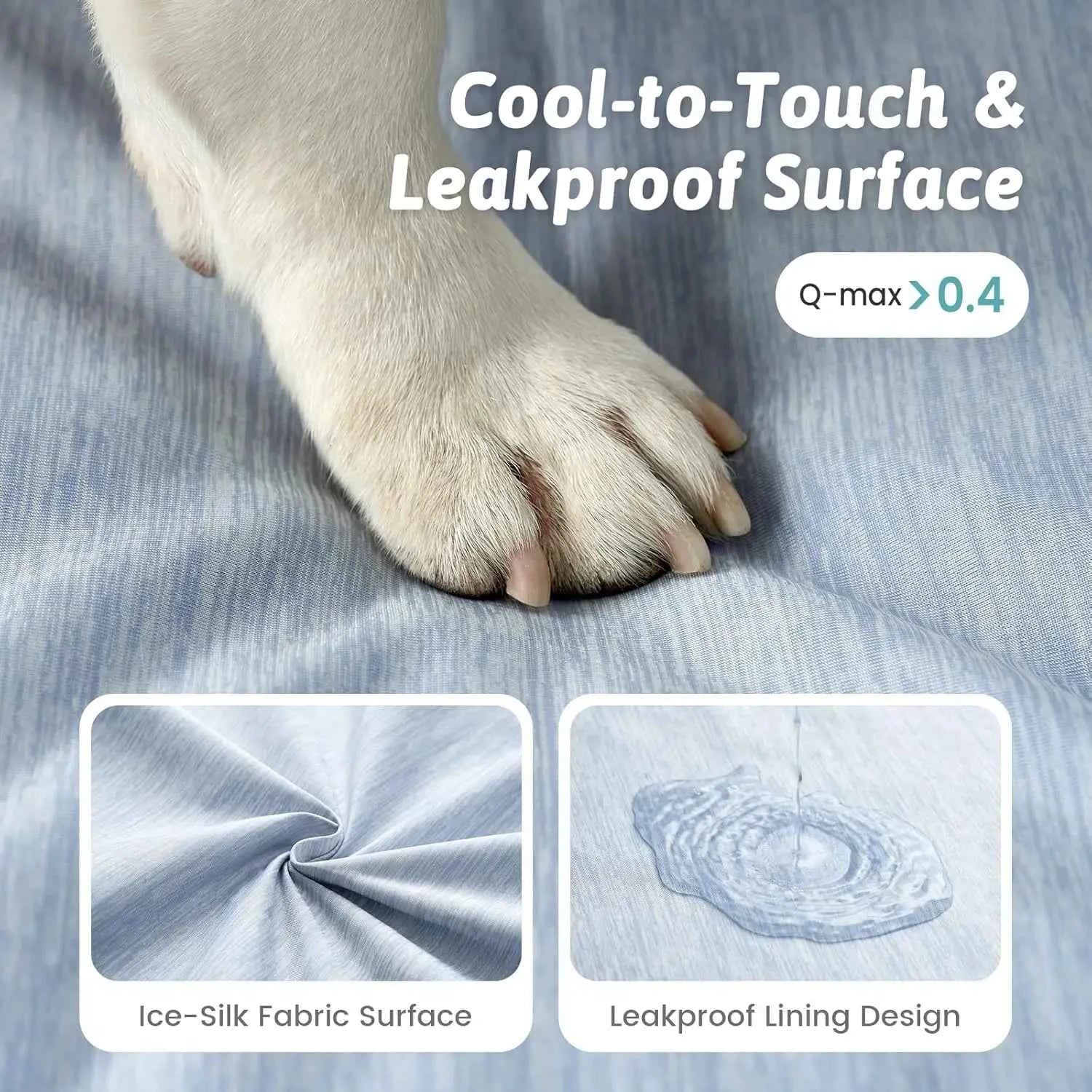 Orthopedic Cooling Dog Bed with Removable Cover, Waterproof Lining, Non-Slip Bottom, 36x27x6.5 Inches Blue