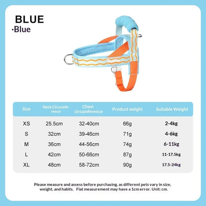 Colorful Dog Harness Leash Set No-Pull Step-in Dog Harness with Comfortable Foam Handle Adjustable Escape-Proof Pet Vest