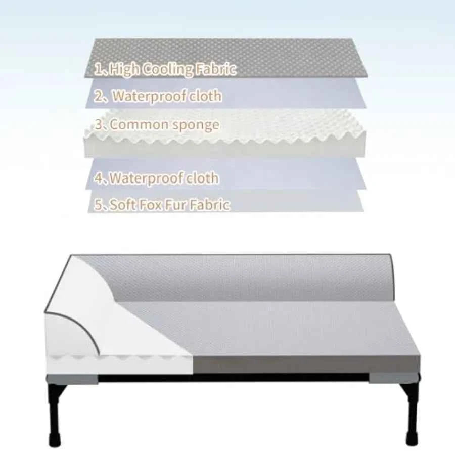 Elevated Cooling Dog Bed Orthopedic Pet Bed for Dogs Removable Washable Cover Indoor and Outdoor Raised Pet Bed with Breathable