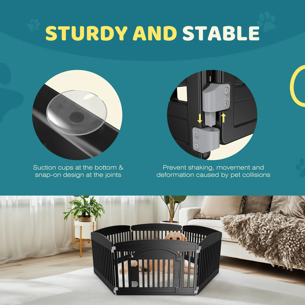 6-Panel Plastic Dog Playpen – Portable Indoor & Outdoor Pet Fence