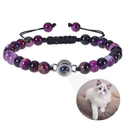 Personalized Stainless Steel Pet Photo Projection Bracelet – Custom Dog & Cat Portrait Memorial Jewelry Gift