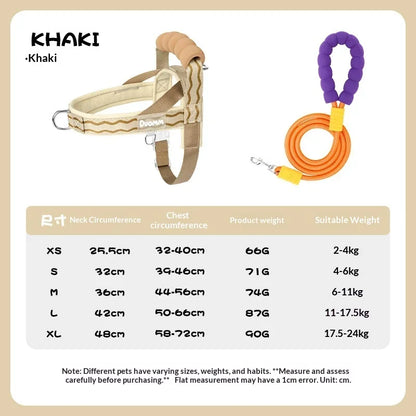 Colorful Dog Harness Leash Set No-Pull Step-in Dog Harness with Comfortable Foam Handle Adjustable Escape-Proof Pet Vest