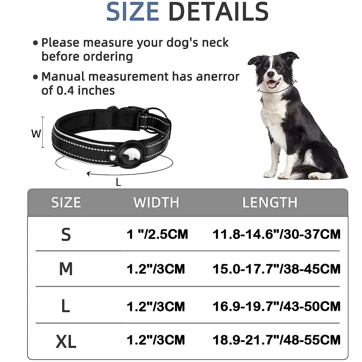 Apple AirTag Dog Collar – Reflective Waterproof Pet Tracker